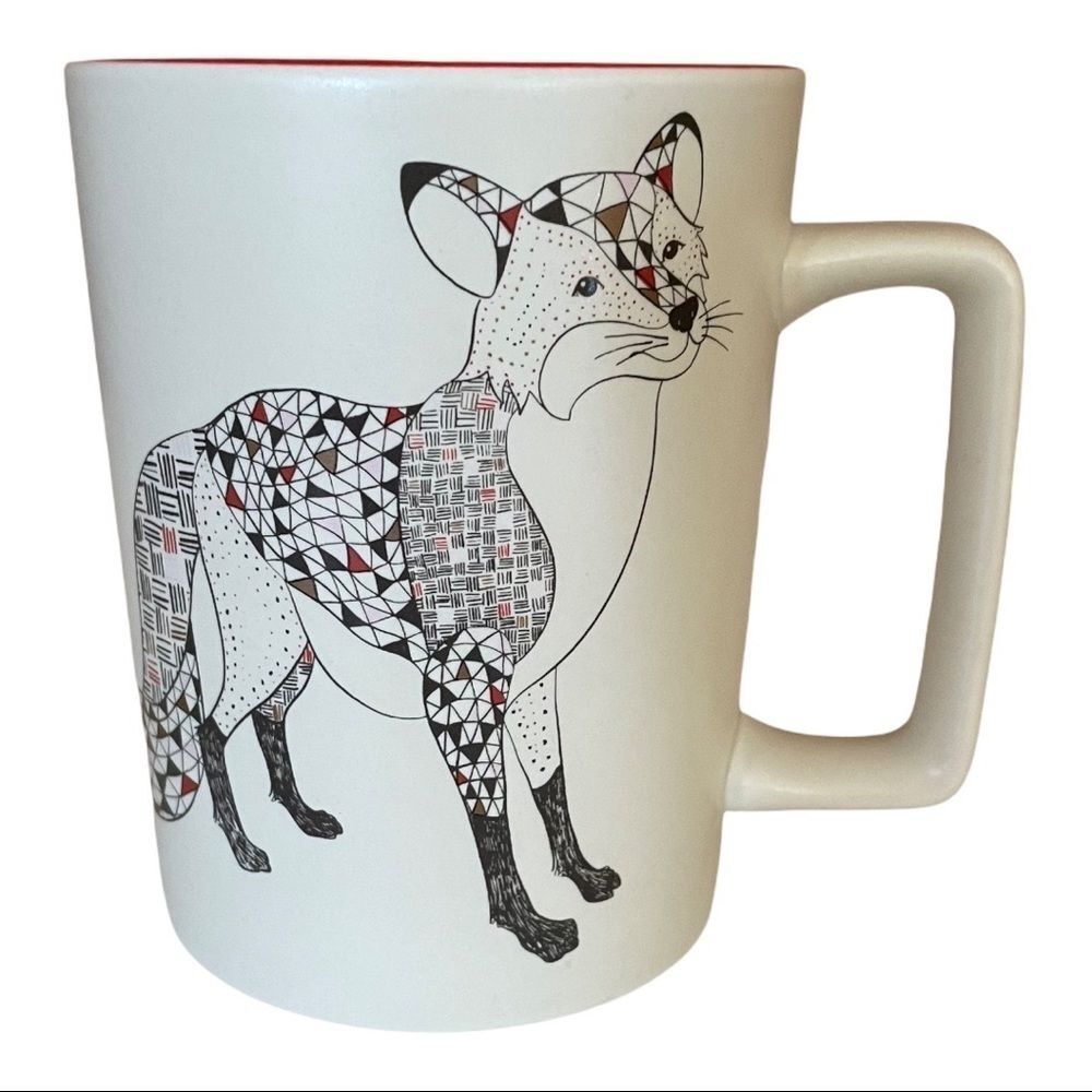STARBUCKS 2017 Holiday Geometric Fox 12 oz Mug Cup White
